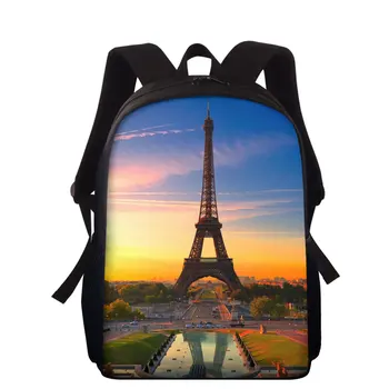 

3D Eiffel Tower Prints Pattern Backpacks Book Backpacks Girls School Bags Kids School Bag For Teenager Outdoor Travel Mochila