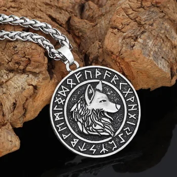 

BUDROVKY Vikings Wolf Pendant Norse Runic Runes Amulet And Talisman Jewelery Viking Necklace Dropship Suppliers 2020
