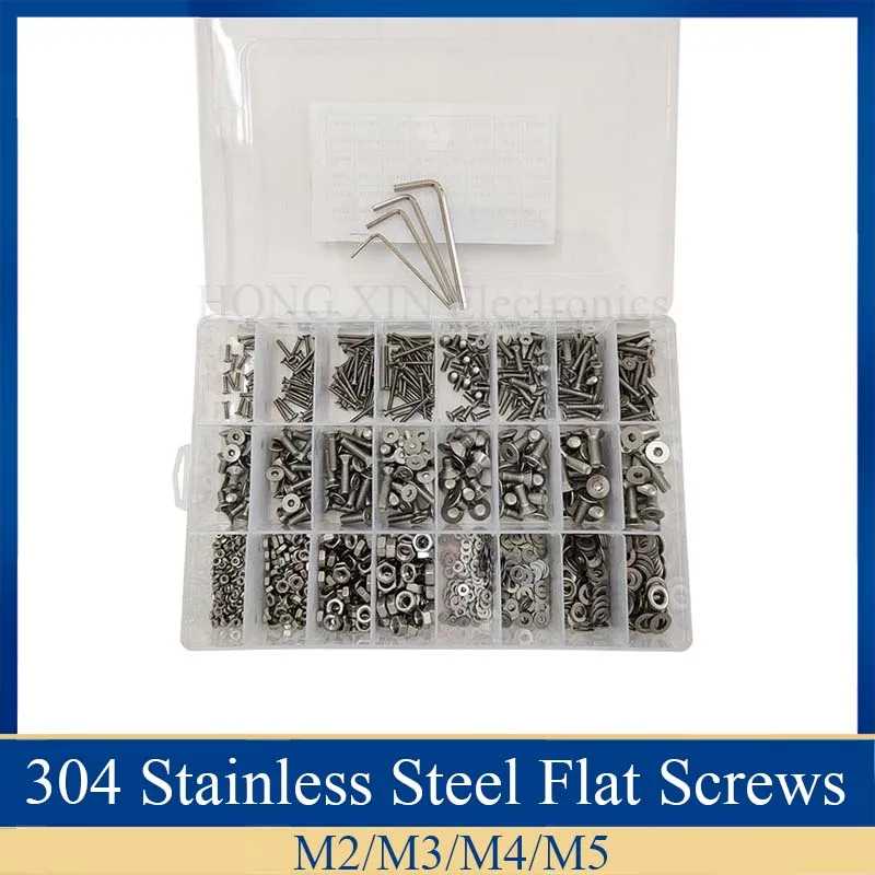 1120pcs/Set Hexagonal Screws Kit with Box 304 Stainless Steel Fastener Hardware Tools M2 M3 M4 M5 Flat Head Socket Nut Bolts
1120pcs/Set Hexagonal Screws Kit with Box 304 Stainless Steel Fastener Hardware Tools M2 M3 M4 M5 Flat Head Socket Nut Bolts