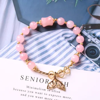 Natural pink crystal fishtail pendant DIY bracelet female fashion natural jade beads jewelry sweet accessory gift 
Natural pink crystal fishtail pendant DIY bracelet female fashion natural jade beads jewelry sweet accessory gift