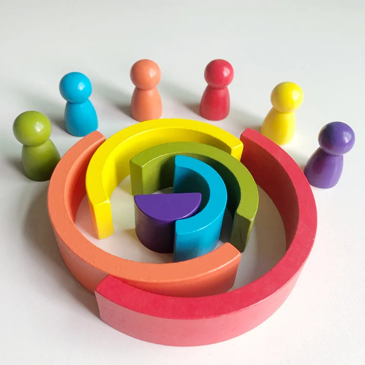 1pcs wooden children's rainbow arched building blocks creative assembling early education puzzle Jenga parent-child toy gift 
1pcs wooden children's rainbow arched building blocks creative assembling early education puzzle Jenga parent-child toy gift