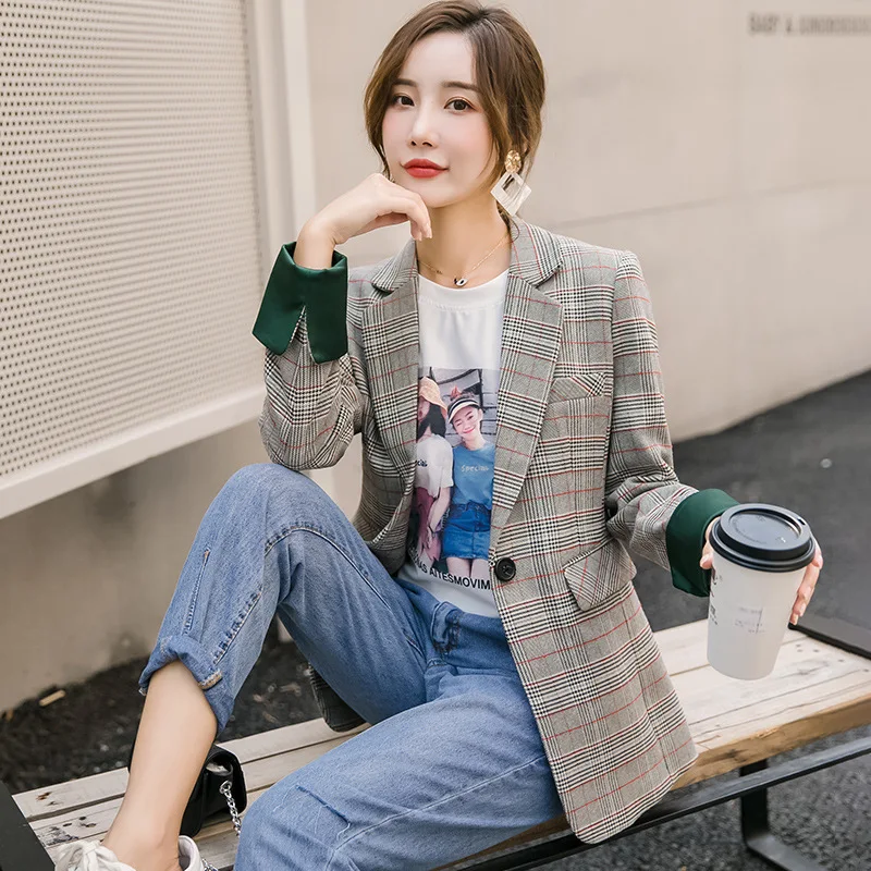 Qyc9358 Plaid Small Suit Jacket Women's Casual Spring And Autumn Retro Net Red Suit Women's European And American-Style Jacket
Qyc9358 Plaid Small Suit Jacket Women's Casual Spring And Autumn Retro Net Red Suit Women's European And American-Style Jacket