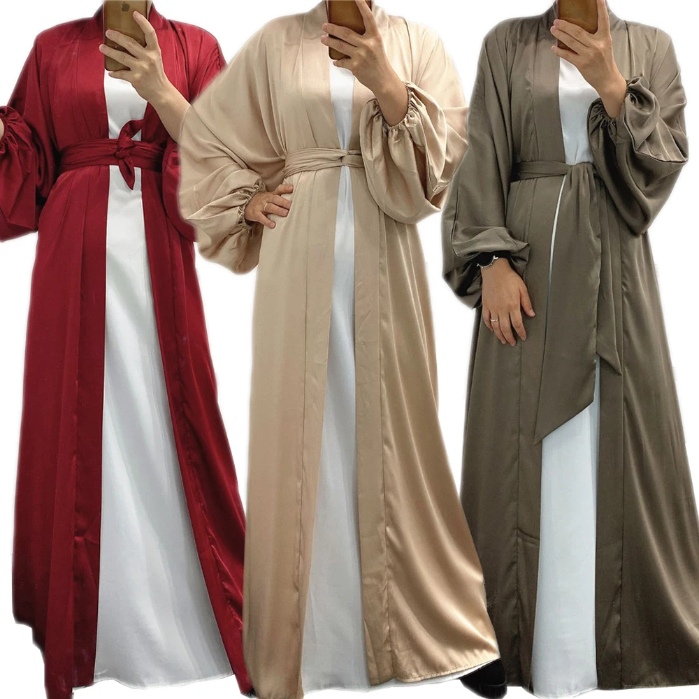 

Middle East Dubai Muslim Women Islamic Clothing Arabic Abaya Puff Sleeve Long Dress Turkey Kaftan Open Kimono Cardigan Elegant