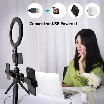 Makeup Ring Light 20cm/8inch Desktop LED Ring Light Fill-in Lamp 3200K-5600K Dimmable USB Powered with Tripod Stand Phone Holder
Makeup Ring Light 20cm/8inch Desktop LED Ring Light Fill-in Lamp 3200K-5600K Dimmable USB Powered with Tripod Stand Phone Holder