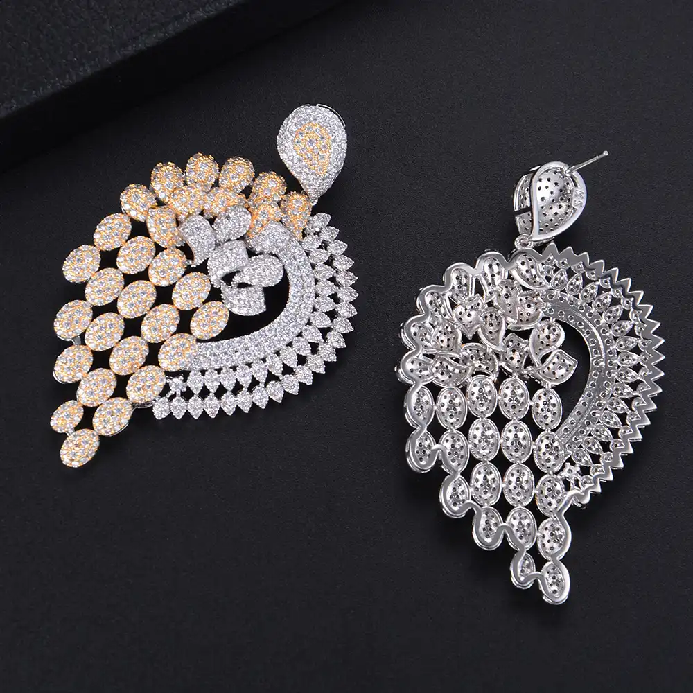 luxury wedding cubic zircon crystal cz dubai bridal earring