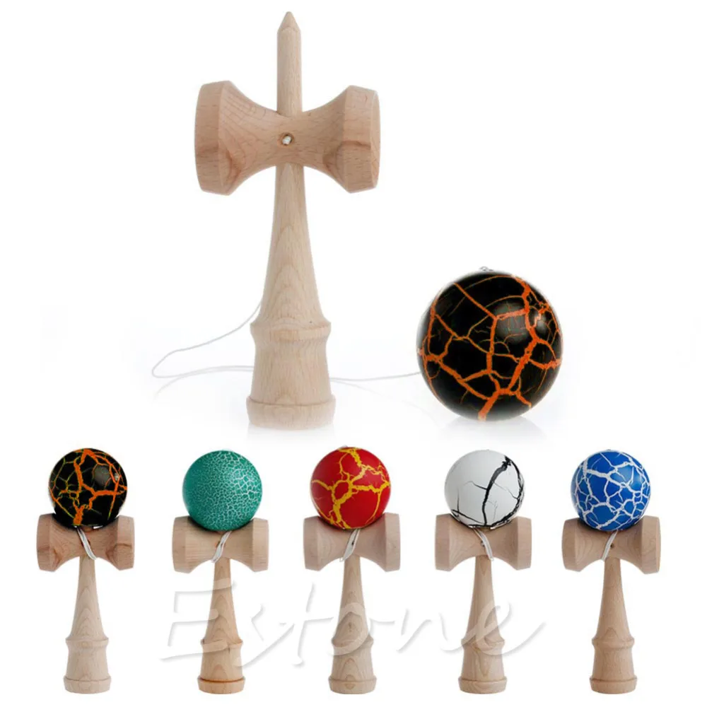 Safety Crack Pattern Toy Bamboo Kendama Best Wooden Educational Toys Kids Toy 