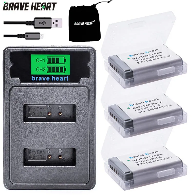3x NB-13L NB 13L NB13L Батарея + Новый ЖК-дисплей двойной Зарядное устройство зум-объектив