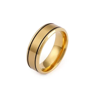 Gold plated stainless steel jewelry couple rings graining 
Gold plated stainless steel jewelry couple rings graining
