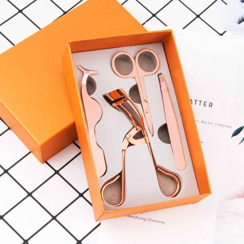 4Pcs/lot Rose Gold Eye Lashes Stainless Steel Makeup Set Eyelash Curler Eyebrow Tweezers Scissors False Eyelash Applicator
4Pcs/lot Rose Gold Eye Lashes Stainless Steel Makeup Set Eyelash Curler Eyebrow Tweezers Scissors False Eyelash Applicator