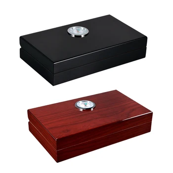 Spanish Cedar Humidor Wood Lined Cigar Box with Humidifier Hygrometer, Travel Gift for Men, Businessman, Husband, Dad