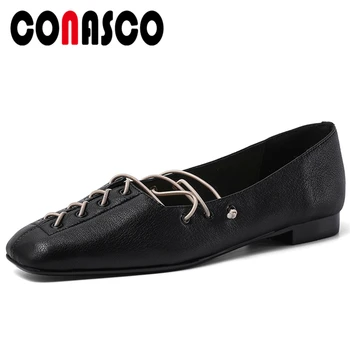 CONASCO Genuine Leather Woman Pumps Spring Summer Concise Casual Cross-Tied Solid Color Square Toe Low Heels Shallow Shoes Woman
CONASCO Genuine Leather Woman Pumps Spring Summer Concise Casual Cross-Tied Solid Color Square Toe Low Heels Shallow Shoes Woman