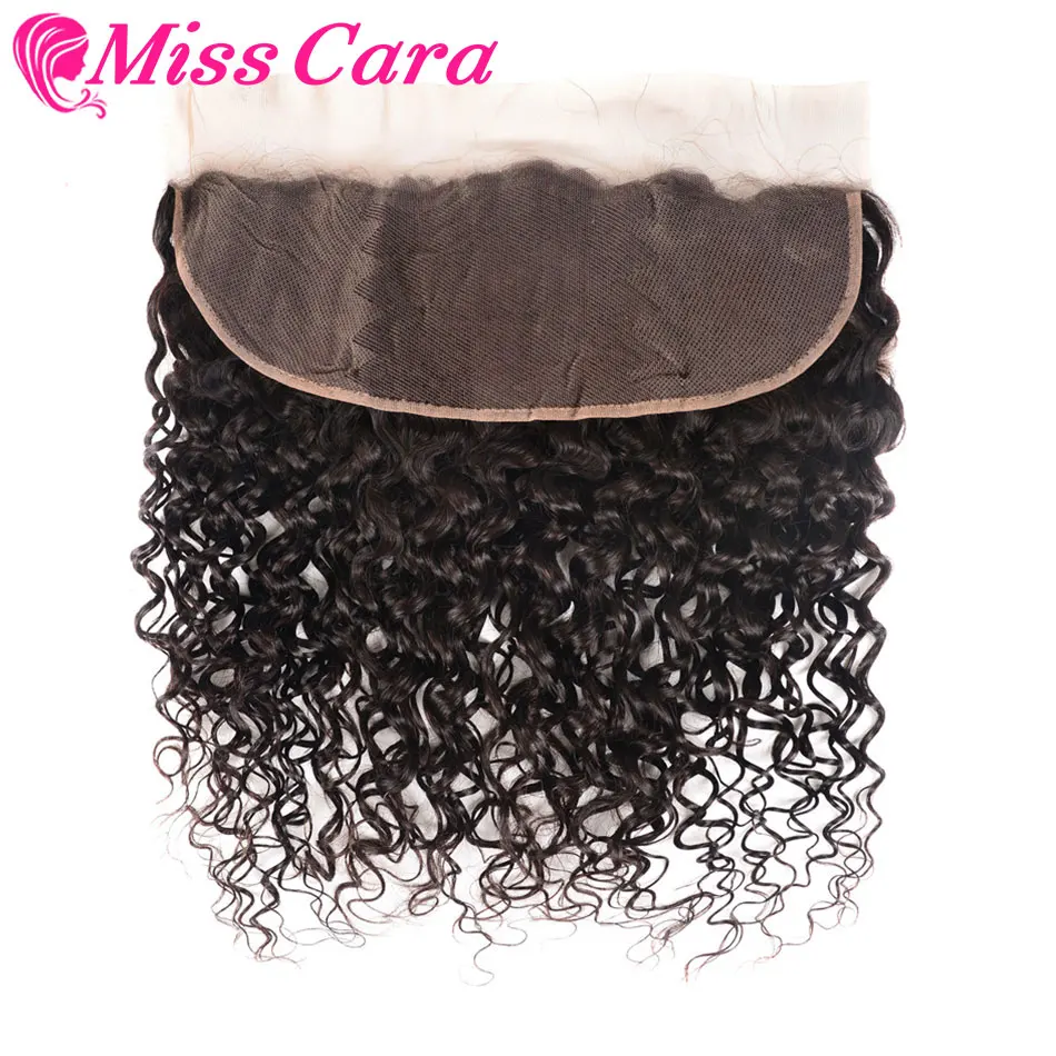 

Miss Cara Brazilian Water Wave Pre Plucked Lace Frontal Closure Remy Human Hair Weave Bundles Ear To Ear Light Brown Closure