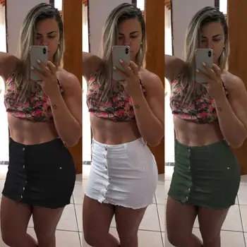 Women's Button Ripped Denim High Waist Bodycon Slim Flit Pencil Short Mini Skirt 
Women's Button Ripped Denim High Waist Bodycon Slim Flit Pencil Short Mini Skirt