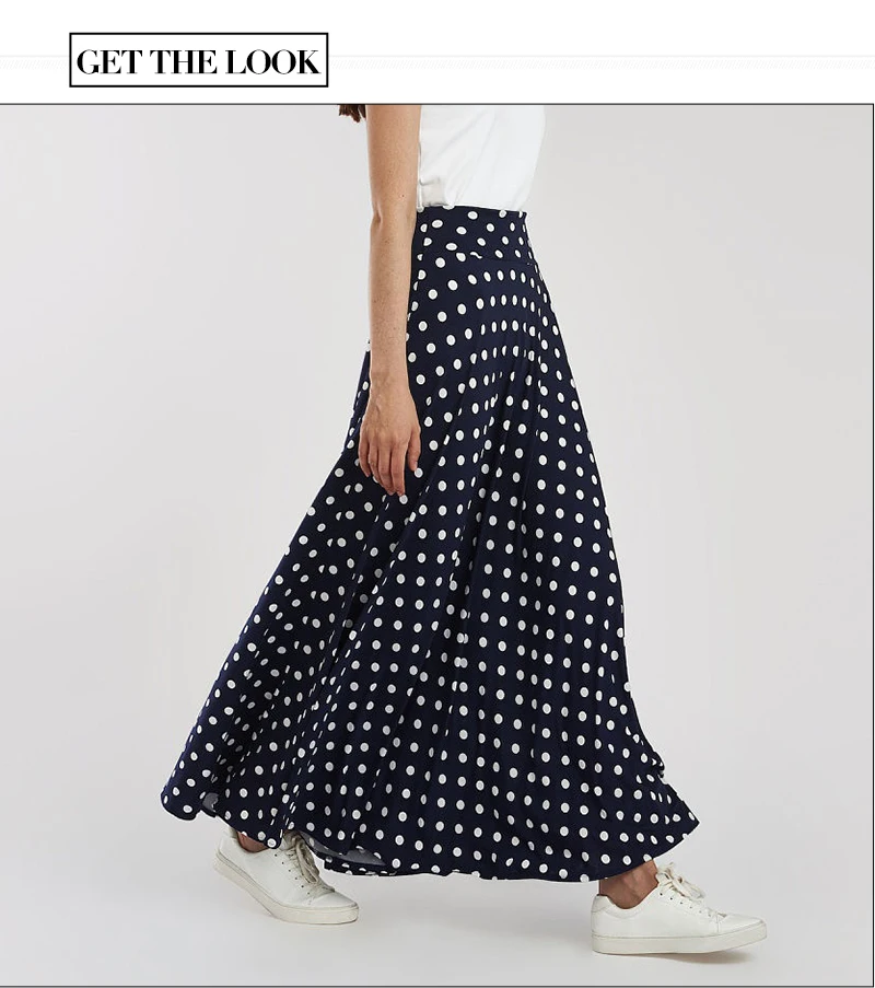 S. טעם נשים Vintage מקסי ארוך חצאיות אלגנטי גבוהה מותן דוט מודפס Midi חצאיות קיץ אופנה Boho נשים חצאיות S. טעם נשים Vintage מקסי ארוך חצאיות אלגנטי גבוהה מותן דוט מודפס Midi חצאיות קיץ אופנה Boho נשים חצאיות