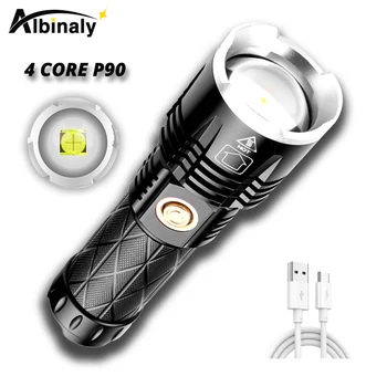 Powerful LED Flashlight USB 4-core P90 Torch Super Bright Waterproof 26650 Lantern Telescopic Zoom Portable Outdoor Flash Light
Powerful LED Flashlight USB 4-core P90 Torch Super Bright Waterproof 26650 Lantern Telescopic Zoom Portable Outdoor Flash Light