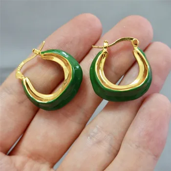 AOMU Korean Vintage Enamel Green Geometric Irregular Curved Circle Round Stud Earrings for Woman Gift Metal Jewelry Brincos
AOMU Korean Vintage Enamel Green Geometric Irregular Curved Circle Round Stud Earrings for Woman Gift Metal Jewelry Brincos