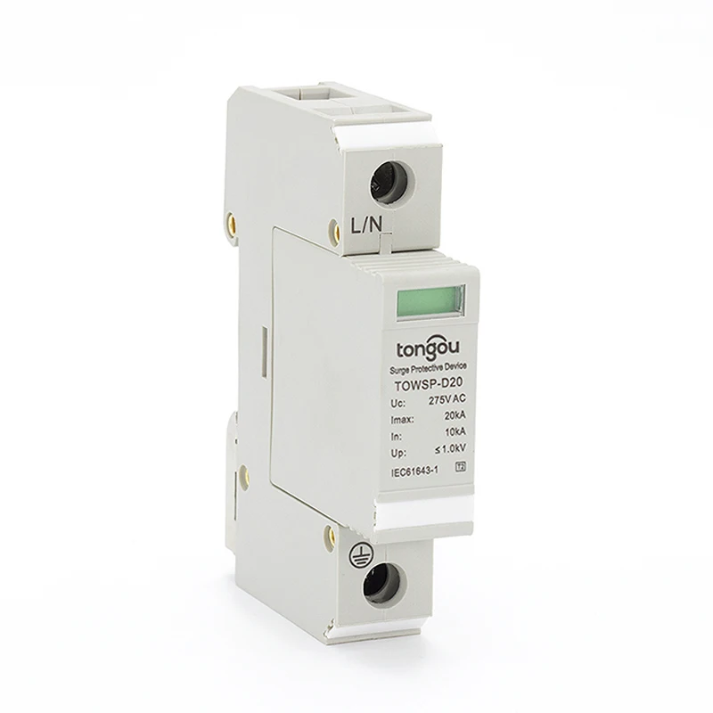 1P 10KA~60KA SPD D ~275VAC TOWSP-D20/1 House Surge Protector Protection Protective Low-voltage Arrester Device
1P 10KA~60KA SPD D ~275VAC TOWSP-D20/1 House Surge Protector Protection Protective Low-voltage Arrester Device