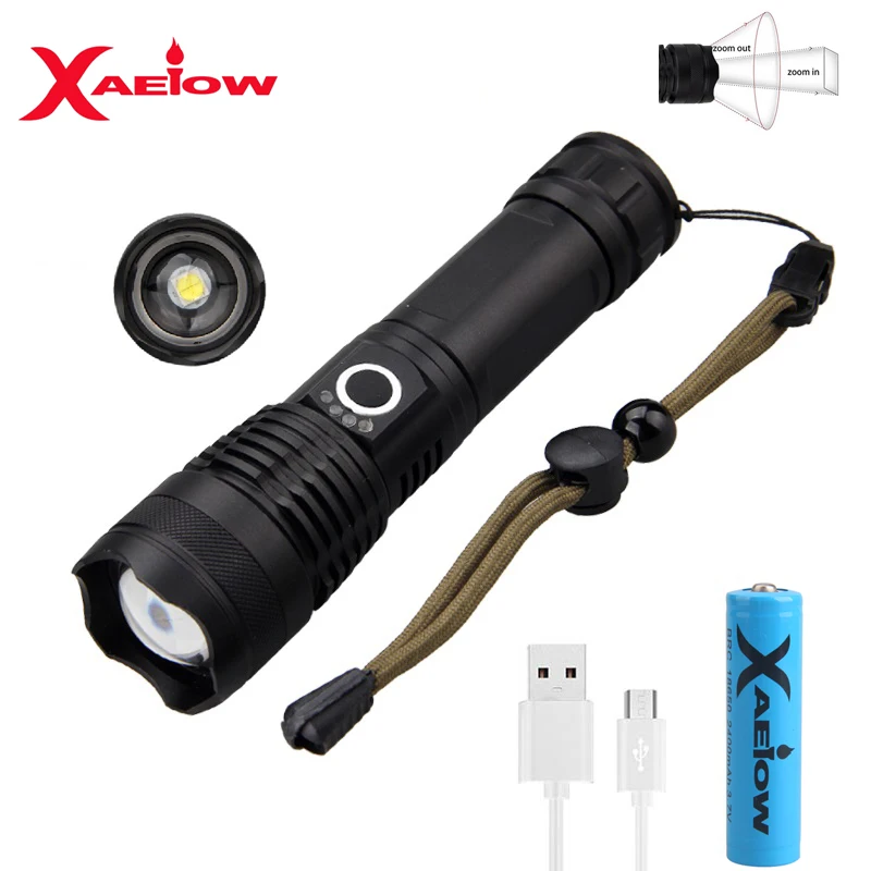 3500 lumens 5 Modes XHP50 LED Tactical Flashlight Zoomable Torch IPX-6 Waterproof Long-Range Light USB Recharger 18650 Battery
3500 lumens 5 Modes XHP50 LED Tactical Flashlight Zoomable Torch IPX-6 Waterproof Long-Range Light USB Recharger 18650 Battery