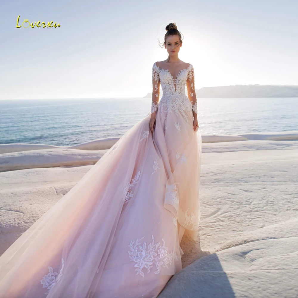 

Женское свадебное платье Loverxu, винтажное кружевное платье-трапеция с длинным рукавом и аппликацией, 2024