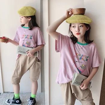 Summer 2020 children's clothing children's foreign net red contrast color neckline T-shirt girl's letter printing bottoming
Summer 2020 children's clothing children's foreign net red contrast color neckline T-shirt girl's letter printing bottoming