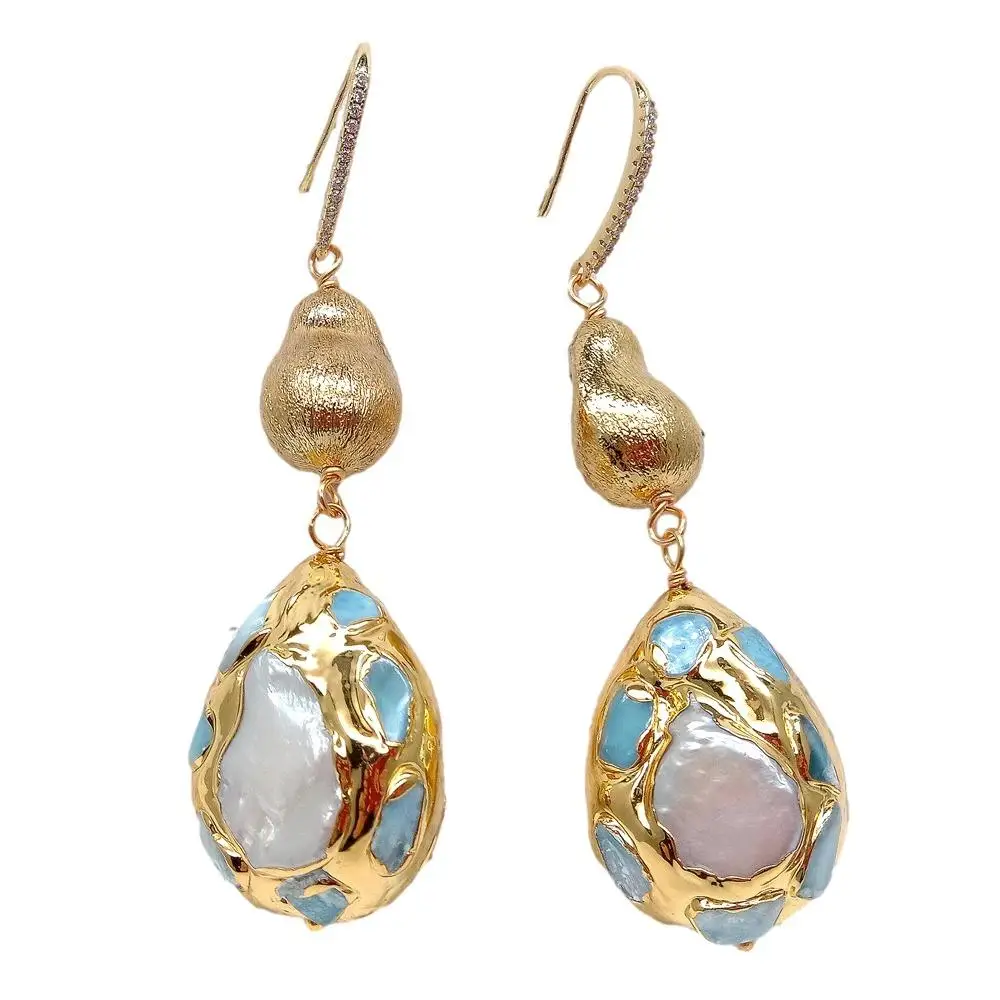 Natural Cultured White Pearl Teardrop Shape Blue larimar Pave Brushed Bead Dangle Hook Earrings 6 Mallzona Hafd4679ac80c4e388f8b41f238859df7B Natural Cultured White Pearl Teardrop Shape Blue larimar Pave Brushed Bead Dangle Hook Earrings Mallzona