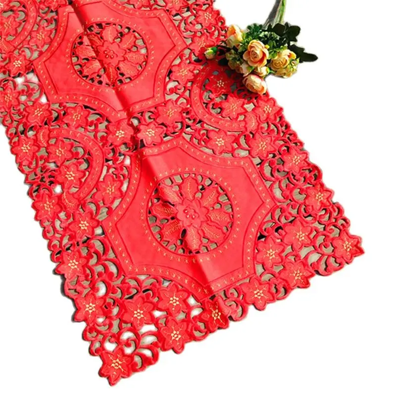 Modern Red Satin Embroidery Table Runner Cloth Cover Bed Lace Tablecloth Placemat Mantel Dining Christmas Wedding Decor
Modern Red Satin Embroidery Table Runner Cloth Cover Bed Lace Tablecloth Placemat Mantel Dining Christmas Wedding Decor