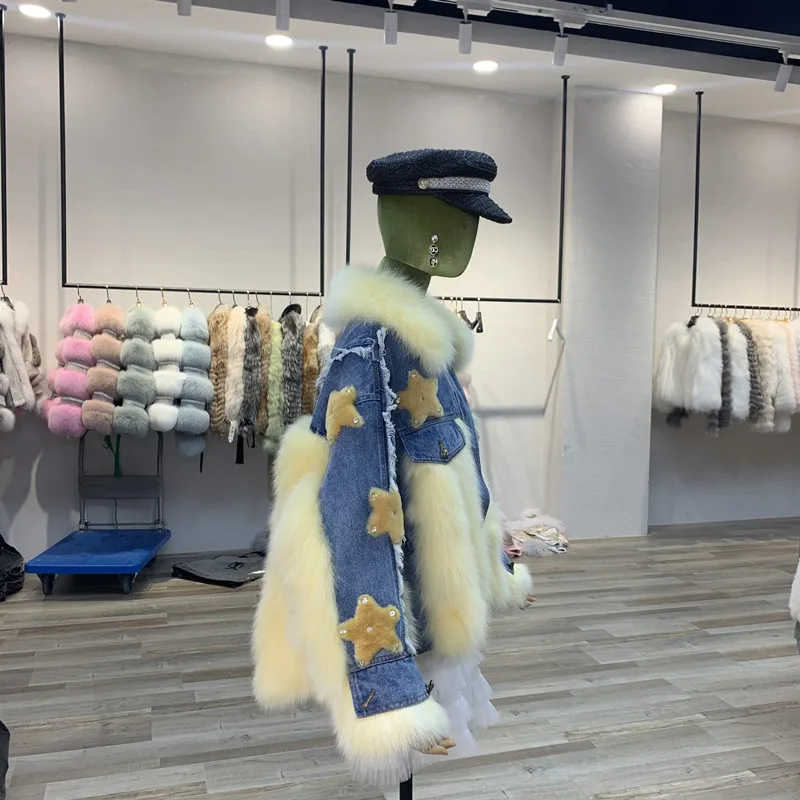 denim jacket with fur real fox fur star (4)