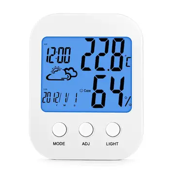 Backlit Luminous Display Room Indoor Digital Max Min Temperature and Humidity Meter Thermometer Hygrometer Time Clock Alarm
Backlit Luminous Display Room Indoor Digital Max Min Temperature and Humidity Meter Thermometer Hygrometer Time Clock Alarm