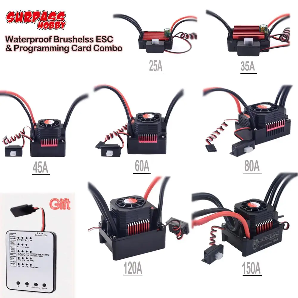 KK Waterproof Brushless ESC 25A/35A/45A/60A/80A/120A/150A ESC w/ Programming Card Combo for 1/18 1/16 1/12 1/10 1/8 RC Car Part
KK Waterproof Brushless ESC 25A/35A/45A/60A/80A/120A/150A ESC w/ Programming Card Combo for 1/18 1/16 1/12 1/10 1/8 RC Car Part