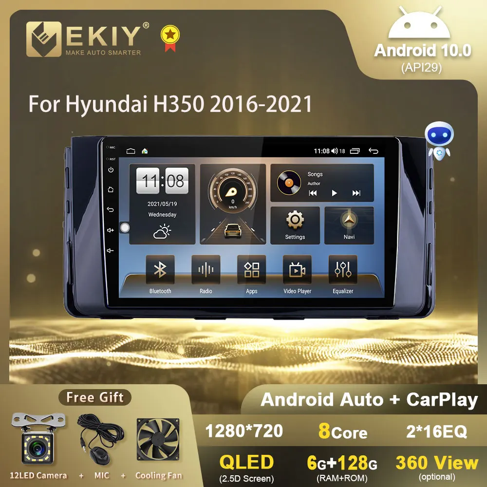 EKIY T7 QLED DSP Android 10 автомобильное радио для Hyundai H350 2016-2021 мультимедийный видеоплеер
