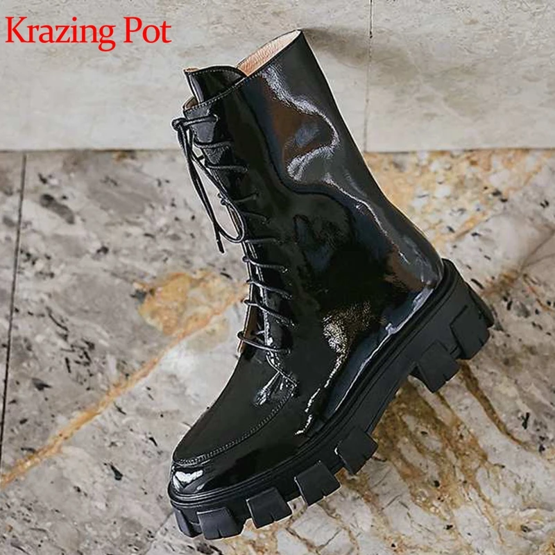 Krazing pot natural genuine leather top quality round toe med heels mid-calf boots lace up keep warm cowboy western boots L40
Krazing pot natural genuine leather top quality round toe med heels mid-calf boots lace up keep warm cowboy western boots L40