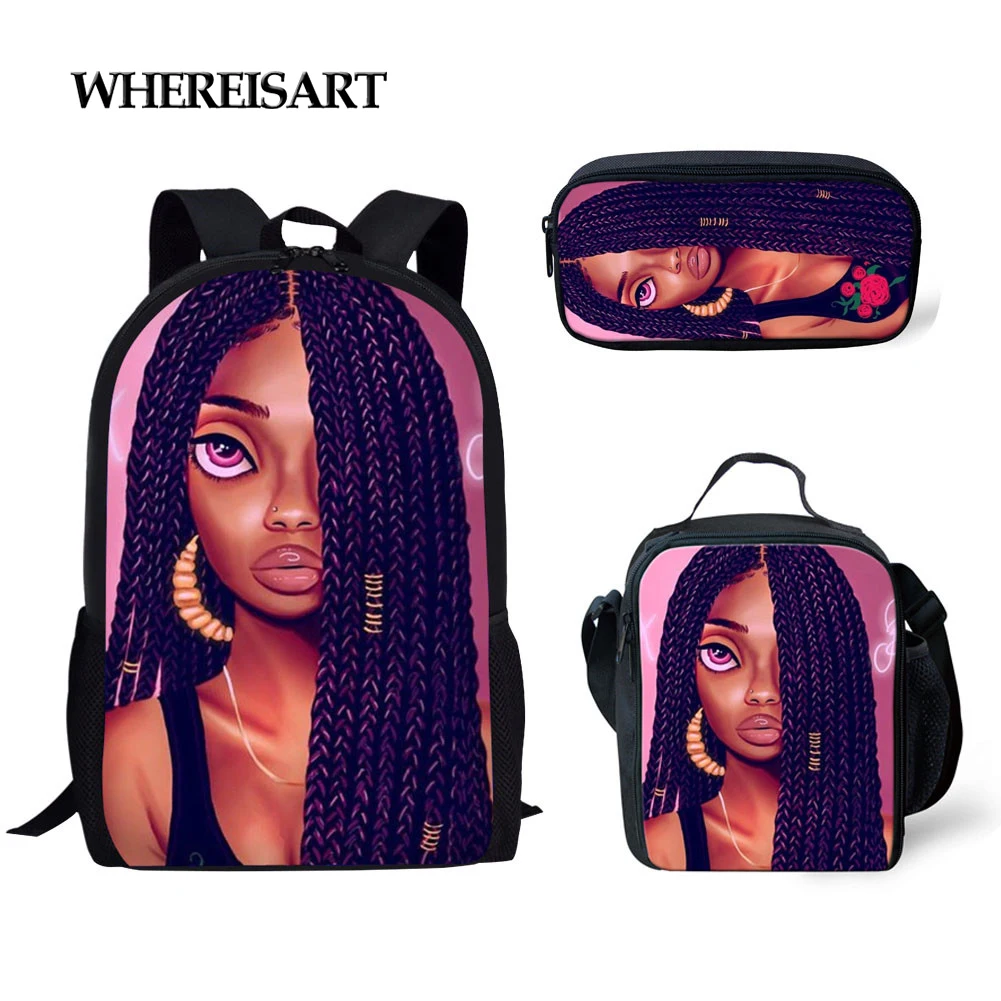 WHEREISART 3Pcs Afro Black Girls Print School Bag Set for Kids Girls School Backpacks Shoulder Bagpack Children Bookbag Satchel
WHEREISART 3Pcs Afro Black Girls Print School Bag Set for Kids Girls School Backpacks Shoulder Bagpack Children Bookbag Satchel