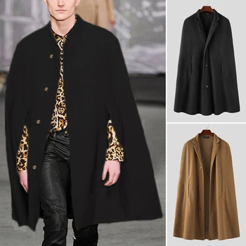 INCERUN Winter Fashion Men Cloak Coats Solid Streetwear Faux Blends Fleece Overcoat Stand Collar Trench Casual Jackets Cape 2020 
INCERUN Winter Fashion Men Cloak Coats Solid Streetwear Faux Blends Fleece Overcoat Stand Collar Trench Casual Jackets Cape 2020