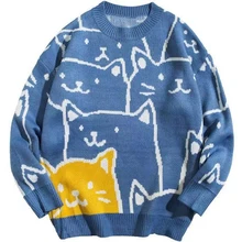 Japanese Harajuku Vintage Sweater Men 2021 Autumn Winter New Cartoon Loose Knitted Sweater Hip Hop Streetwear Knitwear Pullovers
Japanese Harajuku Vintage Sweater Men 2021 Autumn Winter New Cartoon Loose Knitted Sweater Hip Hop Streetwear Knitwear Pullovers