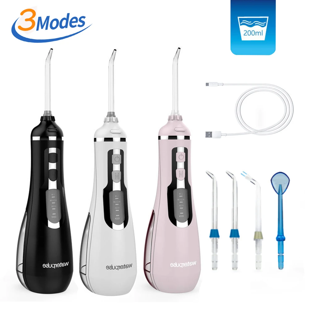 

V500 Oral Irrigator USB Rechargeable Water Tooth Flosser Portable Dental Jet 200ml Tank Floss Waterproof Teeth Cleaner 1400mAh