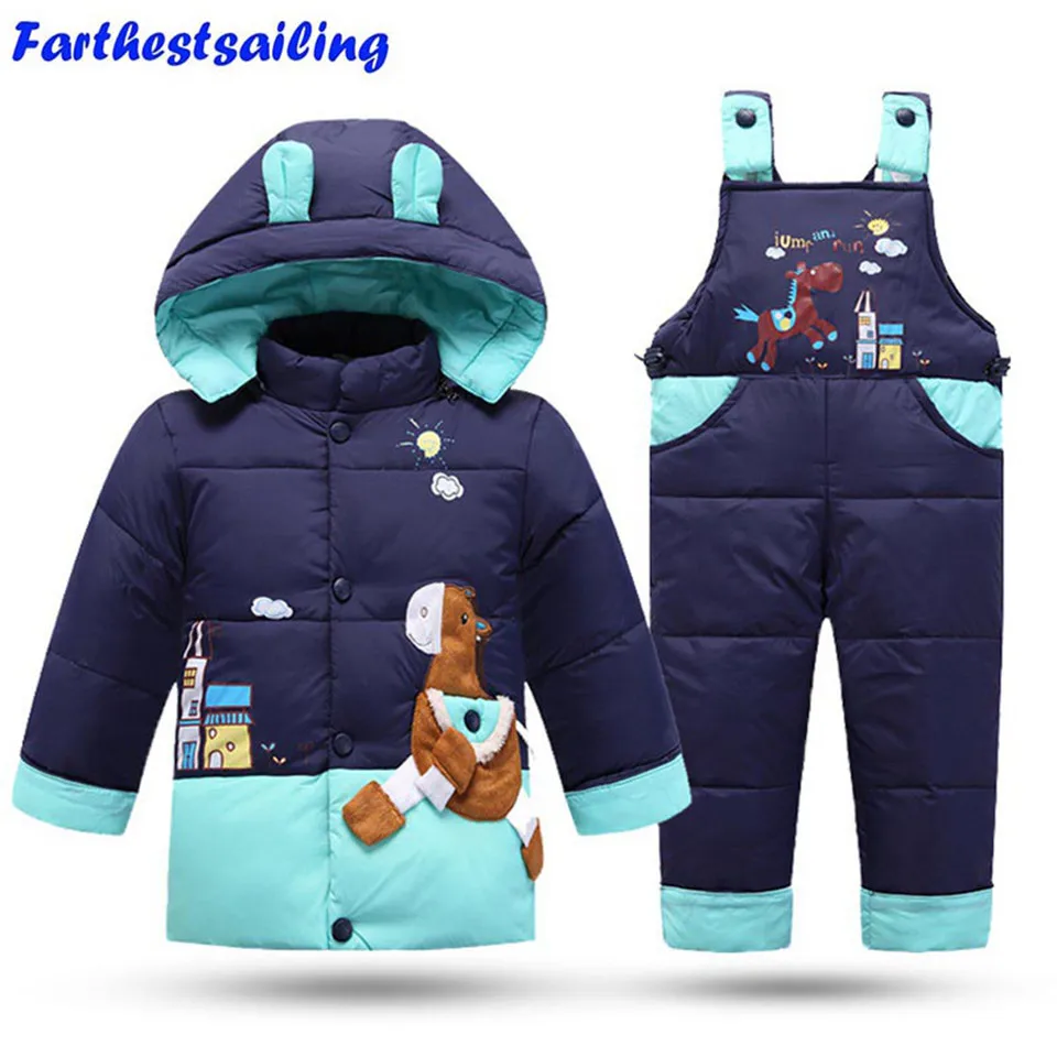 Комплекты зимней одежды для детей пуховик маленьких девочек Толстый Лыжный
