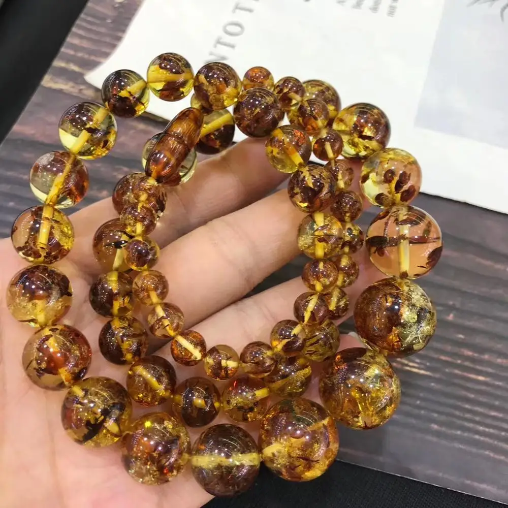 Фото Ожерелье из натуральных желтых пьейных янтарных бусин 5 8-17 3 мм цветок