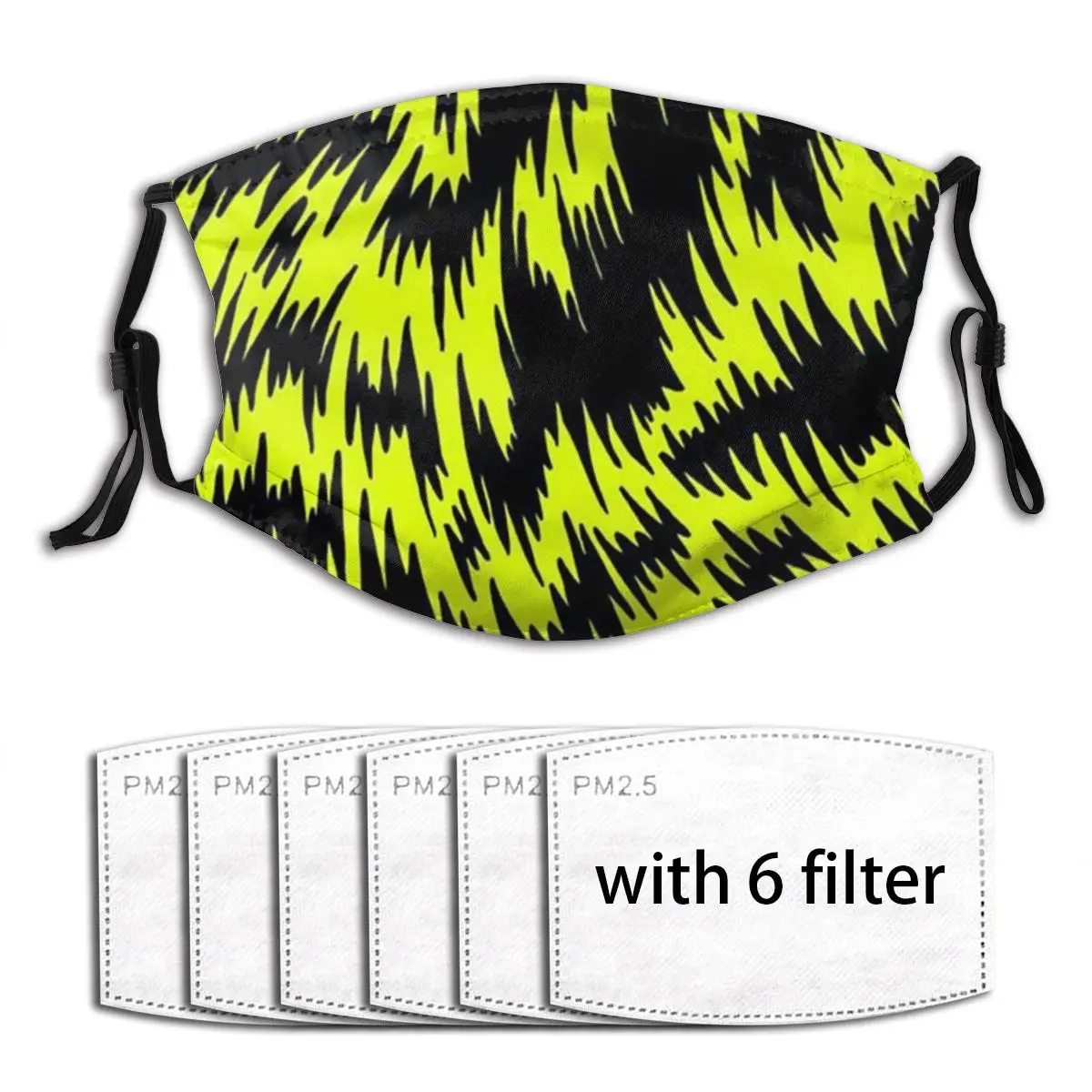 

Windproof Dust Mask with 6 Filter, Yellow Geometric PM2.5 Mouth Face Mask Washable Reusable Anti Pollution Dust