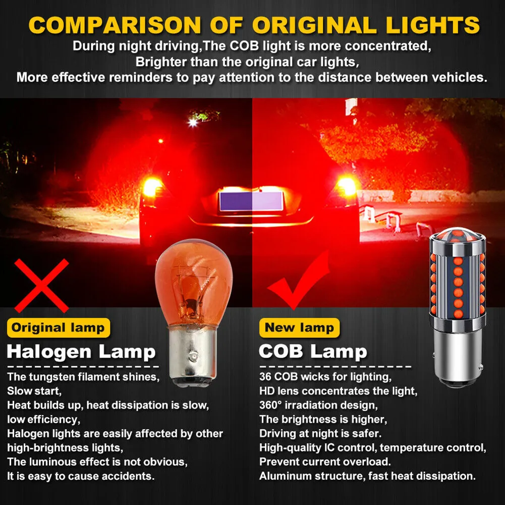 2pcs Red 1157 BAY15D COB LED Bulbs Super Bright Car Stop Brake Light Tail Lamp DC/AC 12V 0.23A Aluminum LED Light Bulb Accessory
2pcs Red 1157 BAY15D COB LED Bulbs Super Bright Car Stop Brake Light Tail Lamp DC/AC 12V 0.23A Aluminum LED Light Bulb Accessory