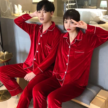 Couple's Pajamas Autumn and Winter Long Sleeve Pleuche Loose Korean Cardigan Simple Fashion Two-Piece Set 
Couple's Pajamas Autumn and Winter Long Sleeve Pleuche Loose Korean Cardigan Simple Fashion Two-Piece Set