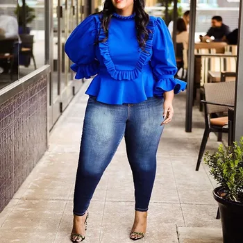 Plus Size Three-Quarter Sleeve Plain Women Tops And Blouses 4XL 5XL 2020 Spring Summer Blue Tunic Ruffles Ladies Blouse Shirts
Plus Size Three-Quarter Sleeve Plain Women Tops And Blouses 4XL 5XL 2020 Spring Summer Blue Tunic Ruffles Ladies Blouse Shirts