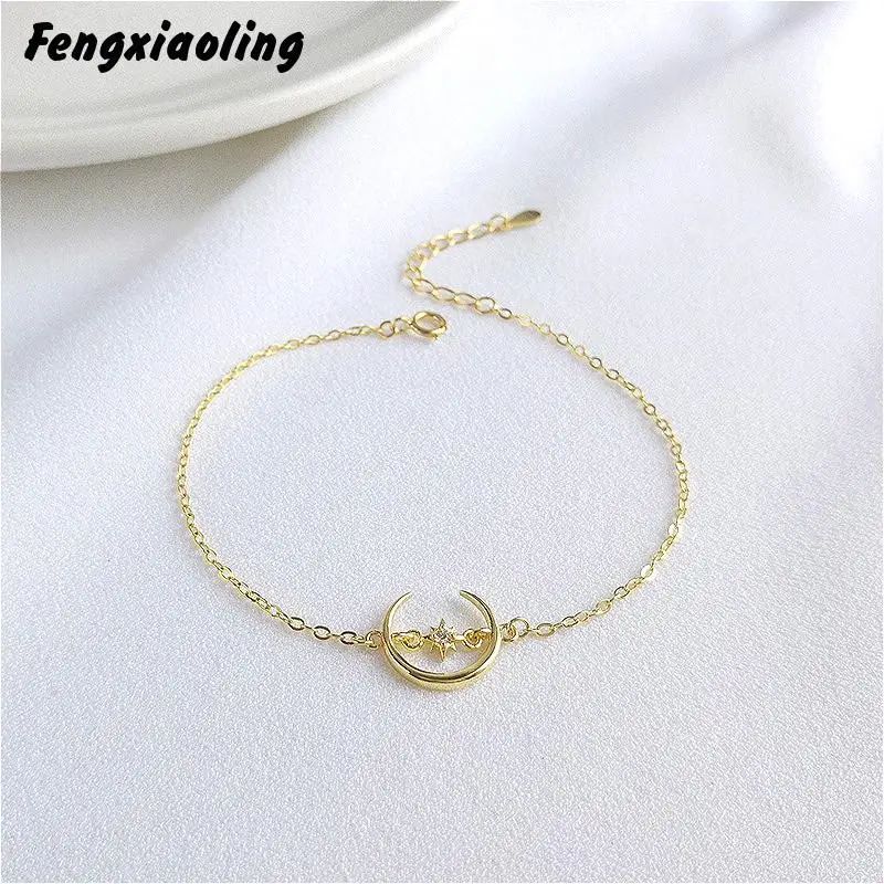 Fengxiaoling Really 925 Sterling Silver Cubic Zirconia Sun Moon Charm Bracelets For Women European Style Gold Bracelets
Fengxiaoling Really 925 Sterling Silver Cubic Zirconia Sun Moon Charm Bracelets For Women European Style Gold Bracelets