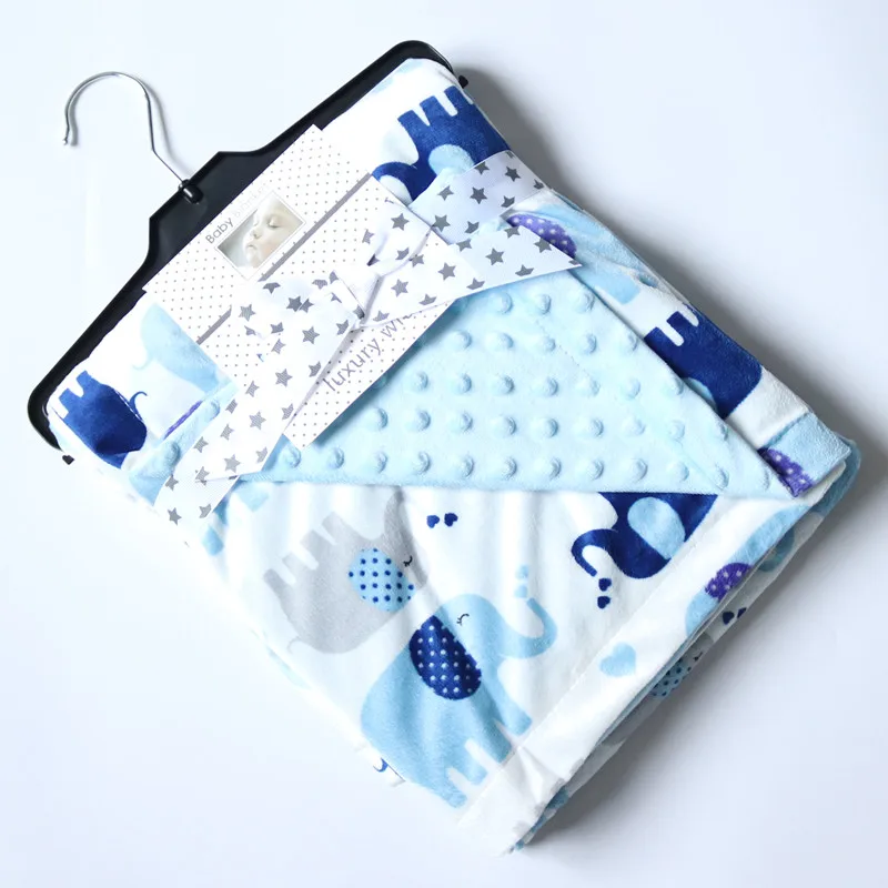 

Baby Blankets Newborn Super Soft Fleece Minky Double Layer Dotted Backing for Nursery Stroller Crib Receiving Bedding Blankets