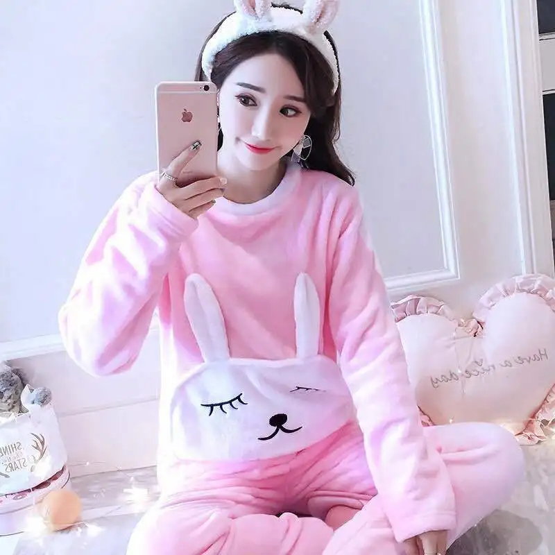 2019 Winter Women Pajama Sets Female Flannel Round Neck Home Cloth Thick Warm Suit long Sleeve Warm Pyjamas Sleepwear Sleepwear
2019 Winter Women Pajama Sets Female Flannel Round Neck Home Cloth Thick Warm Suit long Sleeve Warm Pyjamas Sleepwear Sleepwear