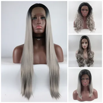 Long Staight Short curly wavy Hair High Density Synthetic Lace Front Wig Ombre Gray Natural Hair Women Party Cosplay Wig
Long Staight Short curly wavy Hair High Density Synthetic Lace Front Wig Ombre Gray Natural Hair Women Party Cosplay Wig