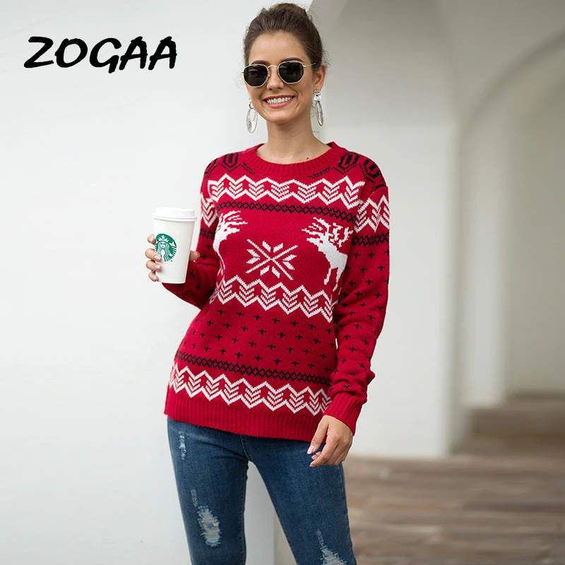 ZOGAA 2019 Рождественские свитера в стиле Классические зимние и оленя плотная