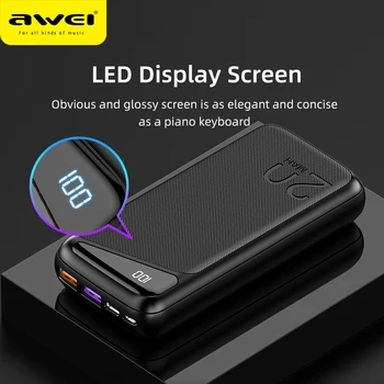 Awei P104K PD Fast Charging Power Bank 20000mAh LED Screen PowerBank USB Type C 22.5W Quick Charger Battery For iPhone Xiaomi
Awei P104K PD Fast Charging Power Bank 20000mAh LED Screen PowerBank USB Type C 22.5W Quick Charger Battery For iPhone Xiaomi