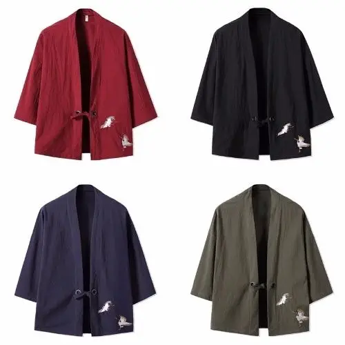 Japanese Style Men Shirt Samurai Haori Traditional Vintage Yukata Asian Crane Embroidered Ethnic Clothes Women Kimono Cardigan
Japanese Style Men Shirt Samurai Haori Traditional Vintage Yukata Asian Crane Embroidered Ethnic Clothes Women Kimono Cardigan
