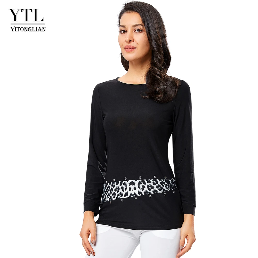 Yitonglian Women 2020 New Spring Chic Rivet Leopard Print Patchwork Casual Tunic Work T-shirt Plus Size Tops Tshirts H328
Yitonglian Women 2020 New Spring Chic Rivet Leopard Print Patchwork Casual Tunic Work T-shirt Plus Size Tops Tshirts H328