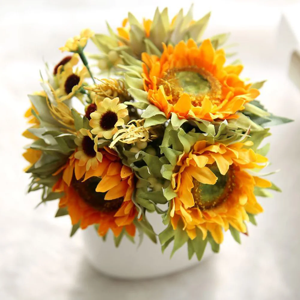 Silk Yellow Sunflower Branch 27CM Bright Color Artificial Sun Flower Bouquet Wedding Desk Decor Floral Bush for Vase
Silk Yellow Sunflower Branch 27CM Bright Color Artificial Sun Flower Bouquet Wedding Desk Decor Floral Bush for Vase